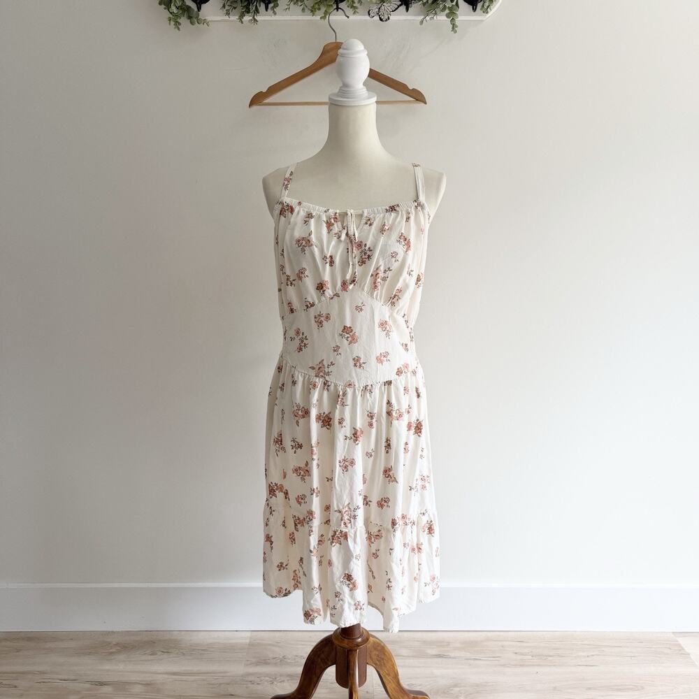 Torrid Cream Floral Tiered Mini Dress Cottage core 5X XX6043